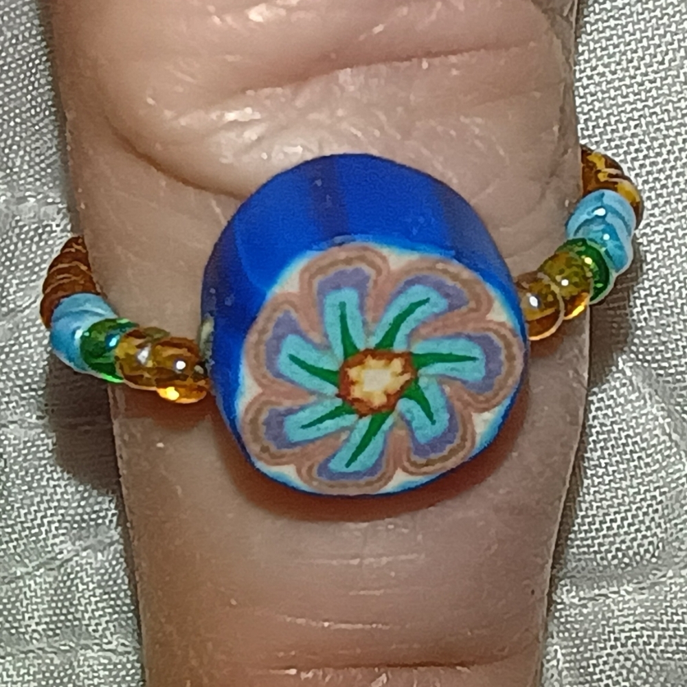 Millefiori Murano Glass Beaded Artisan Handmade Ring